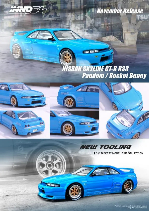 Inno64 1:64 NISSAN SKYLINE GT-R (R33) “Pandem   Rocket Bunny” Blue Discount