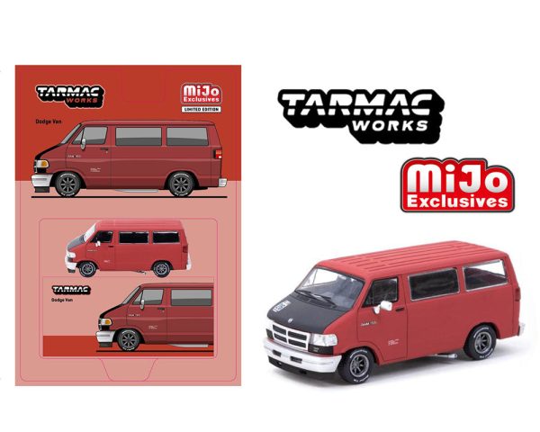 (Preorder) Tarmac Works 1:64 Dodge Van – Red – MiJo Exclusives Cheap