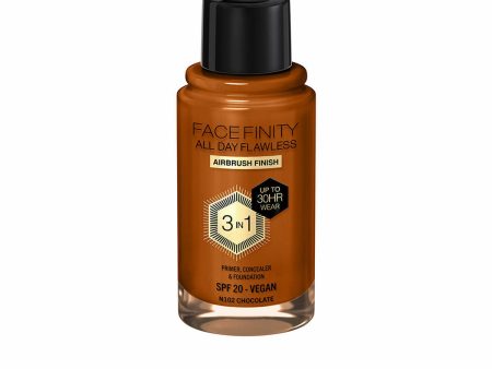 Crème Make-up Base Max Factor Face Finity All Day Flawless 3-in-1 Spf 20 Nº N102 Chocolate 30 ml on Sale