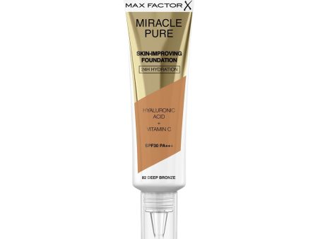 Crème Make-up Base Max Factor Miracle Pure Nº 82 Deep bronze Spf 30 30 ml For Sale