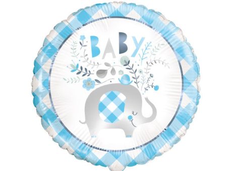 Blue Floral Elephant Round Foil Balloon 18 , Bulk Online now