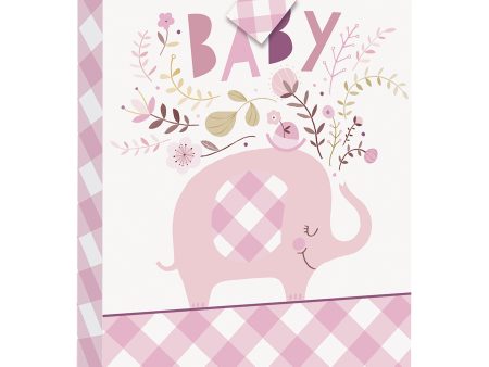 Pink Floral Elephant Jumbo Gift Bag Sale