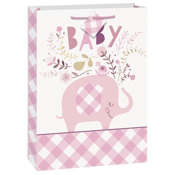 Pink Floral Elephant Jumbo Gift Bag Sale