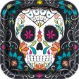 Skull Day of the Dead Square 9  Dinner Plates, 8ct on Sale