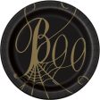 Black & Gold Spider Web Round 7  Dessert Plates, 8ct Fashion