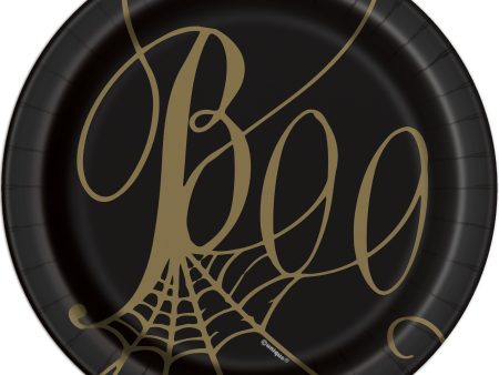 Black & Gold Spider Web Round 7  Dessert Plates, 8ct Fashion