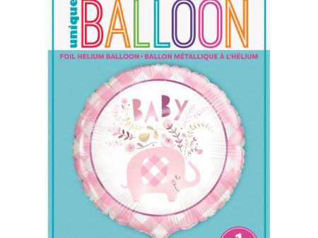 Pink Floral Elephant Round Foil Balloon 18 , Package Cheap