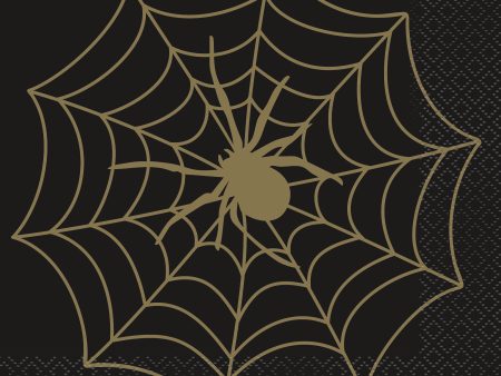 Black & Gold Spider Web Luncheon Napkins, 16ct Sale