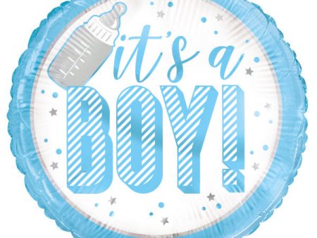 Blue It‰ۡó»s a Boy Round Foil Balloon 18 , Bulk For Discount