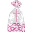 Fancy Pink Cross Cellophane Bags, 5 x11 , 20ct For Cheap