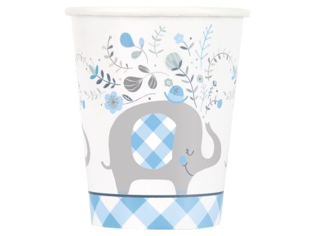 Blue Floral Elephant 9oz Paper Cups, 8ct For Cheap