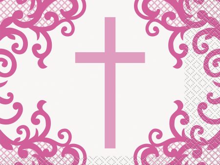 Fancy Pink Cross Luncheon Napkins, 16ct Cheap