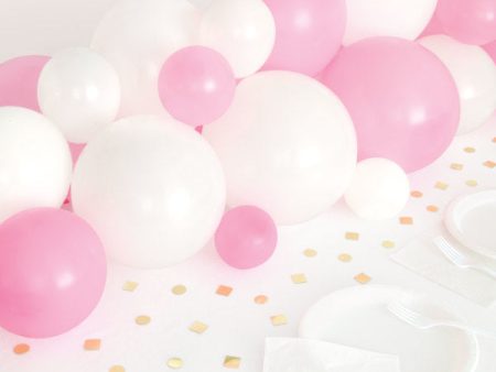 Pink, White & Gold Balloon Garland Table Runner with Foil Confetti Cutouts Fashion