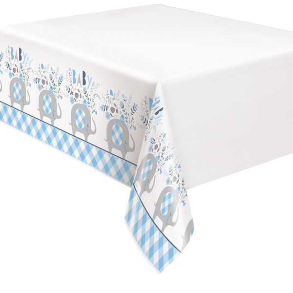 Blue Floral Elephant Plastic Table Cover, 54 x84  on Sale