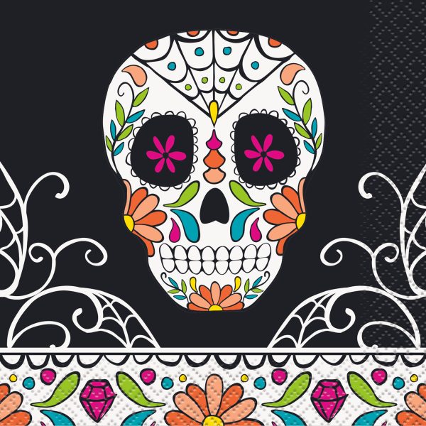 Skull Day of the Dead Beverage Napkins, 24ct Discount