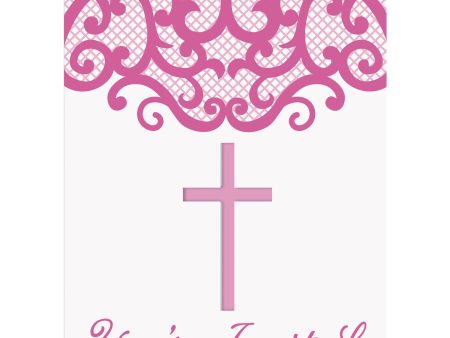 Fancy Pink Cross Invitations, 8ct Discount