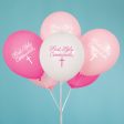 Fancy Pink Cross First Holy Communion Latex Balloons - Printed 1 Side 12  8ct. For Discount