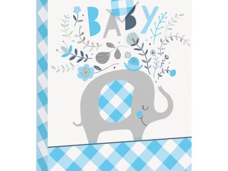 Blue Floral Elephant Jumbo Gift Bag on Sale