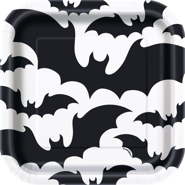 Black Bats Halloween Square 7  Dessert Plates, 10ct Online Sale